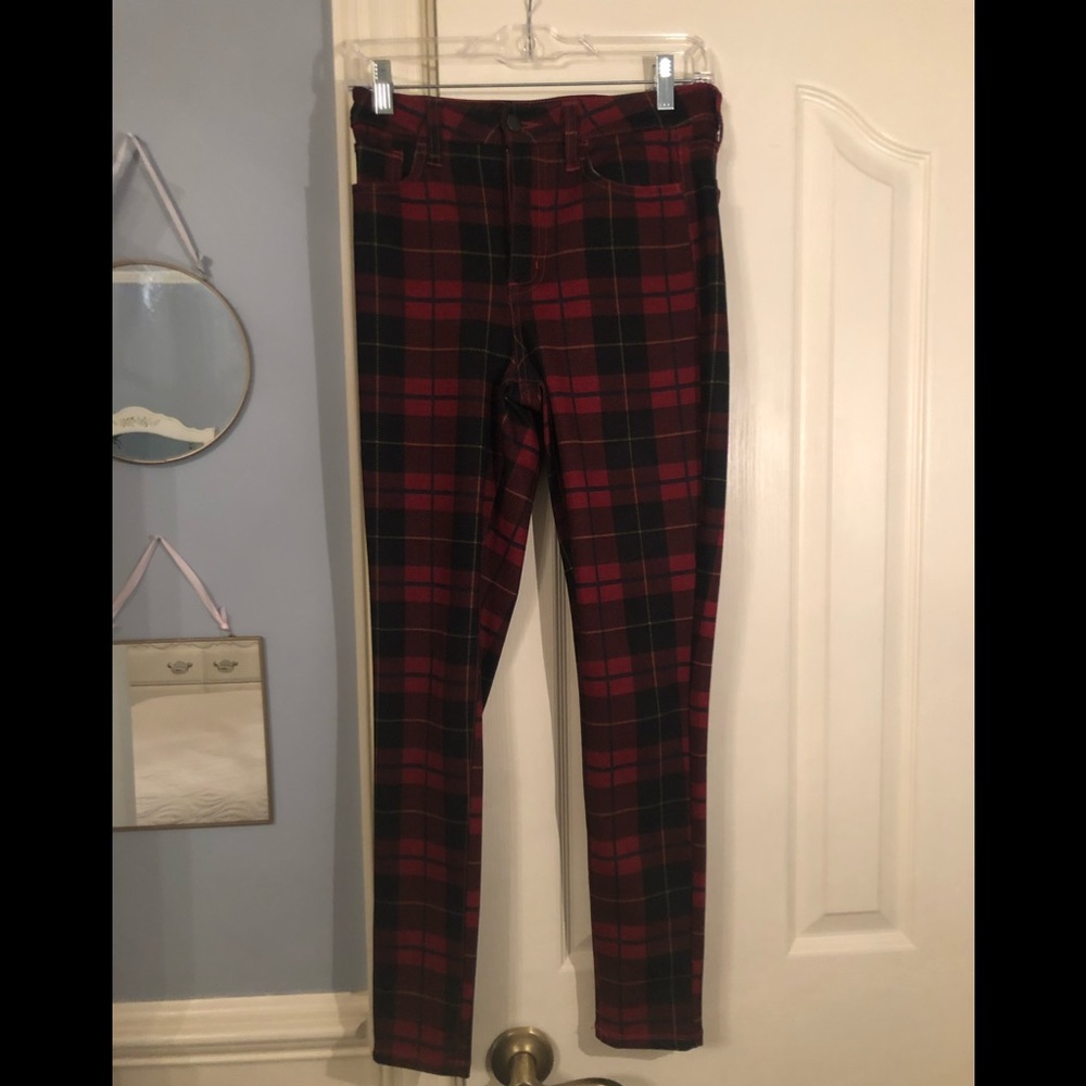 High Rise Skinny Plaid Jeggings